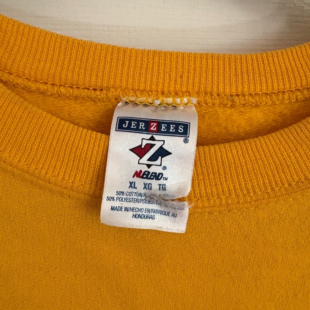 Jerzees Men's Crewneck Sweater in Vibrant Yellow - Picture 3 of 4